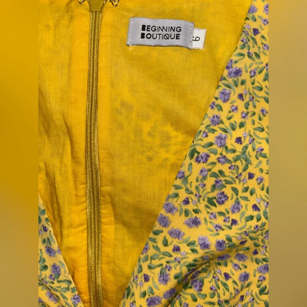 Beginning Boutique Yellow Floral Mini Dress - Picture 2 of 2